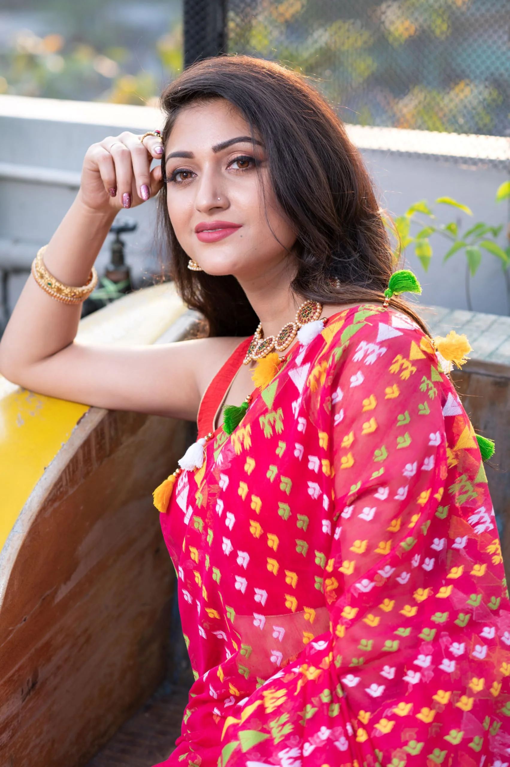 Rupanjali Jamdani Handloom Woven Pure Cotton Soft Light Weight Saree For Women's - Rani - image 5