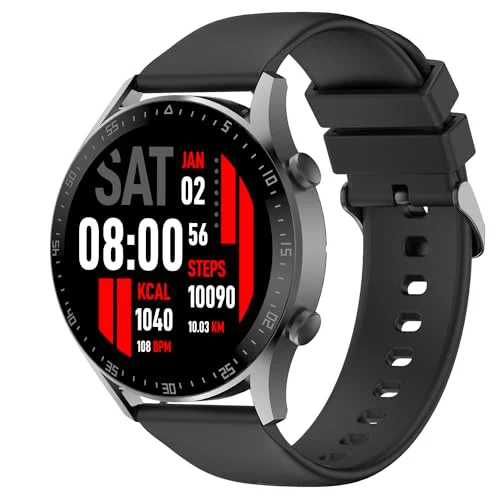 Fire-Boltt India's No 1 Smartwatch Brand Talk 2 Bluetooth Calling Smartwatch with Dual Button, Hands On Voice Assistance, 120 Sports Modes, in Built Mic & Speaker with IP68 Rating (Black)