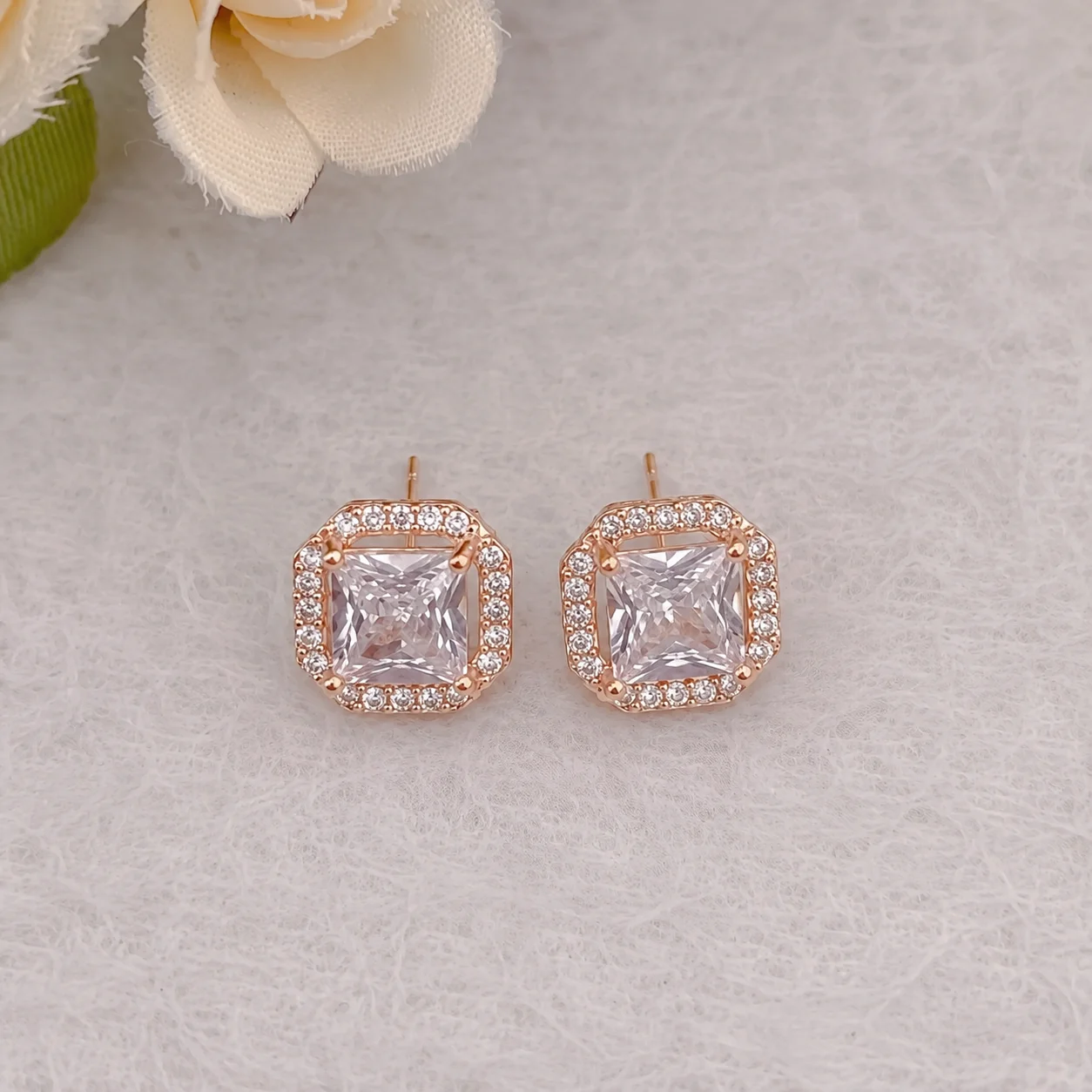Buy 1 Get 1 Free -American Diamond Rose Gold Plated Fancy Earrings