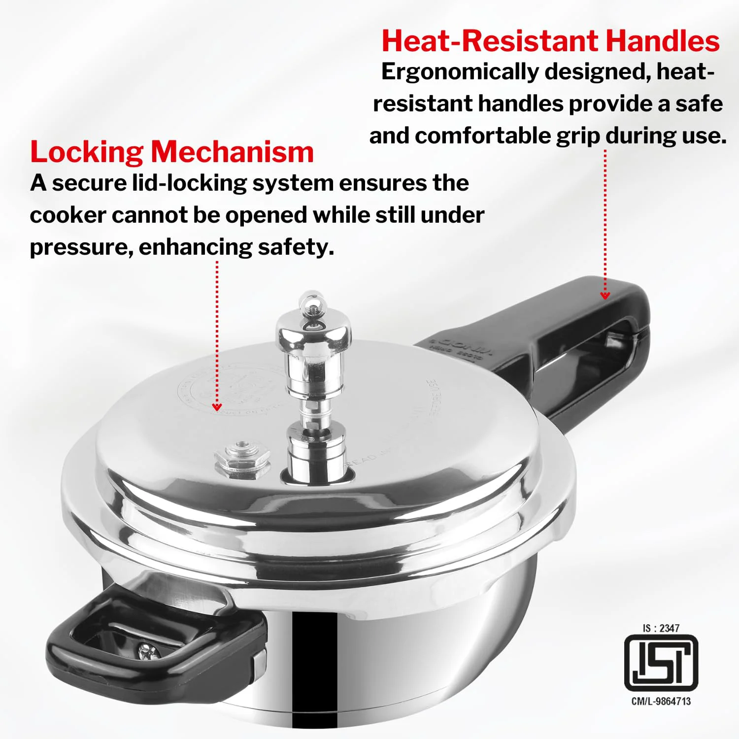 Vinod 18/8 Stainless Steel Pressure Cooker Outer Lid 3 Litre | Unique Sandwich Bottom Cooker | Induction and Gas Base | ISI and CE certified | 2 Years Warranty - image 4