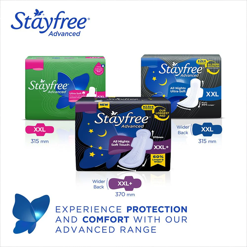 Stayfree Advanced XXL+ Ultra Thin Sanitary Pads for Women | 16 Soft Cotton Pads for All Night Ultra Comfort | Absorbs 2x More with Wider Back | Prevent Rashes | Odour Control - image 2