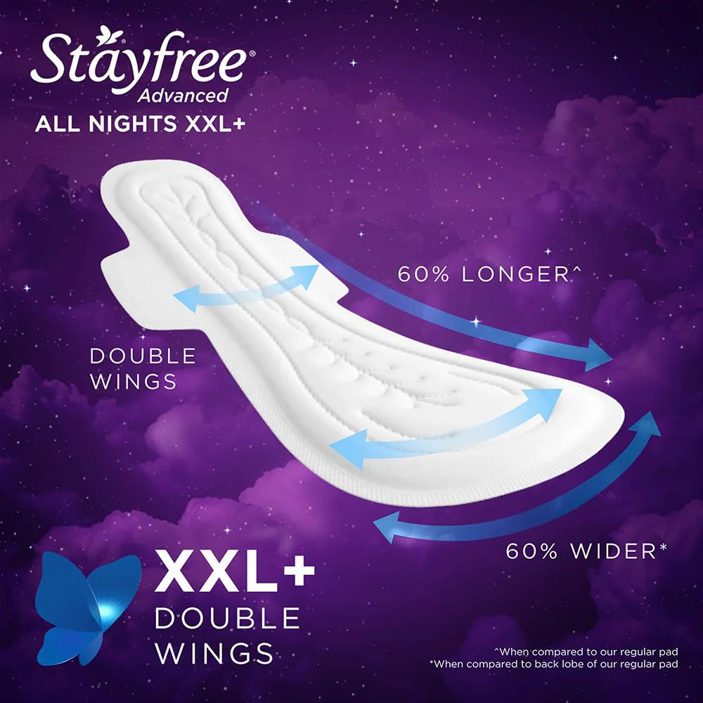 Stayfree Advanced XXL+ Ultra Thin Sanitary Pads for Women | 16 Soft Cotton Pads for All Night Ultra Comfort | Absorbs 2x More with Wider Back | Prevent Rashes | Odour Control - image 4