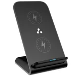 Ambrane 15W Wireless Charging Stand for iPhone 14/13/12 Series, Galaxy S23/S22/S21/S20/Note20 Series, OnePlus 9/9 Pro, Apple Watch & Other Qi Devices (Powerpod, Black)