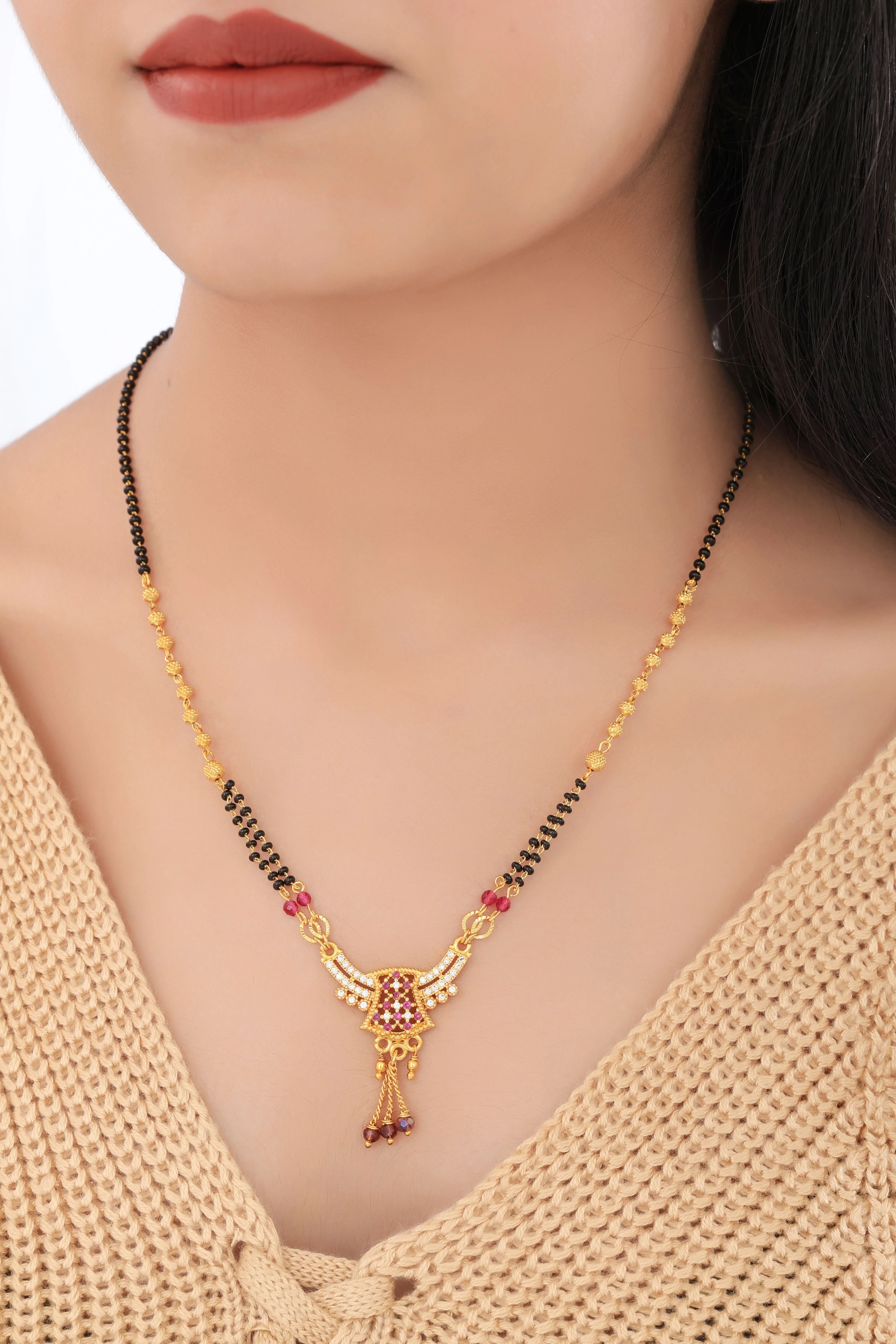Buy 1 Get 1 Free - Ruby Wing Motif Designer Mangalsutra