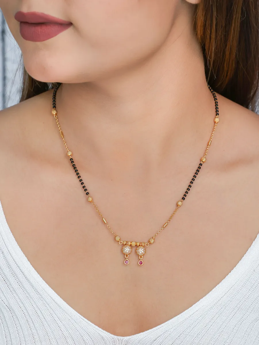 Buy 1 Get 1 Free - Gold Finish Dual Drop CZ Mangalsutra