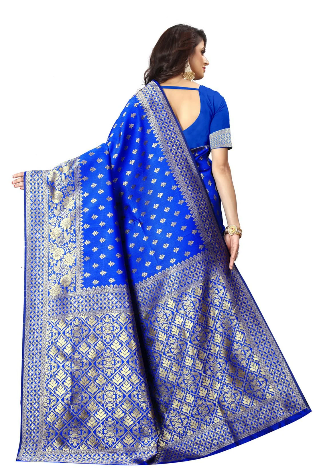 Sugathari Women's Banarasi Saree Pure Kanjivaram Silk Saree Soft new ladies 2023 Design Wear Pattu Sarees Latest Cotton Party Sari collections With Blouse Piece for Wedding sadi (PARI 73 R BLUE) - image 4