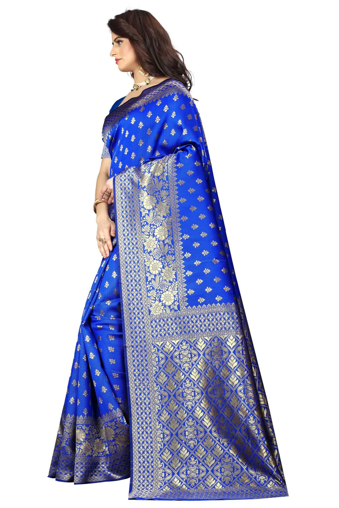 Sugathari Women's Banarasi Saree Pure Kanjivaram Silk Saree Soft new ladies 2023 Design Wear Pattu Sarees Latest Cotton Party Sari collections With Blouse Piece for Wedding sadi (PARI 73 R BLUE) - image 5