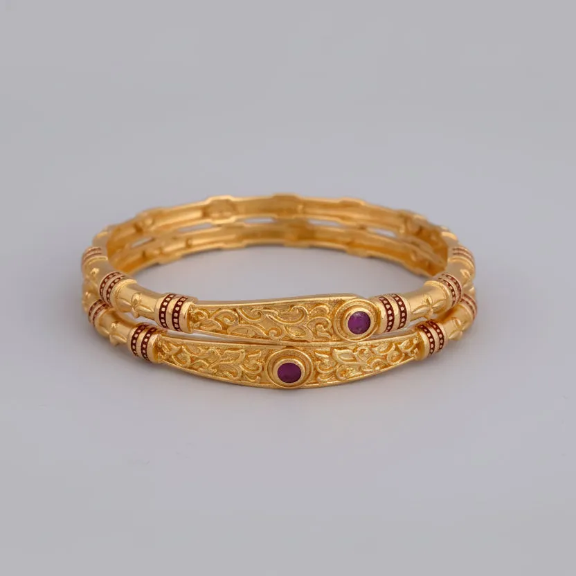 Buy 1 Get 1 Free-Fancy High Gold Delicate Bangles (Set of 2)