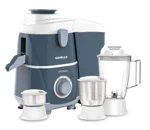 Havells Vitonica 500WattsJuicer Mixer Grinder with 3 Stainless Steel Jar, Large Size Pulp Container,Foldable Juicing Spout, 2 Yr Product & 5 Yr Motor Manufacturer Warranty (White & Blue)