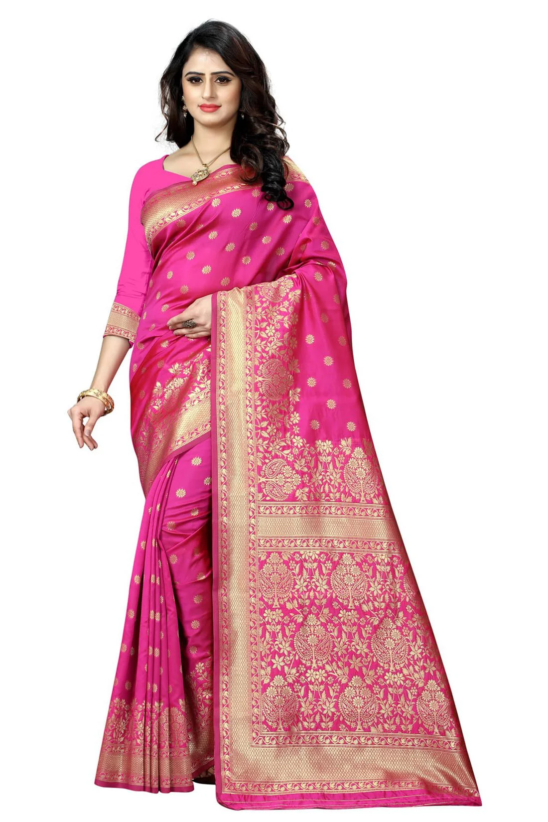 Sugathari Women's Banarasi Saree Pure Kanjivaram Silk Saree Soft new ladies 2023 Design Wear Pattu Sarees Latest Cotton Party Sari collections With Blouse Piece for Wedding sadi (SAM PARI-100 RANI) - image 2