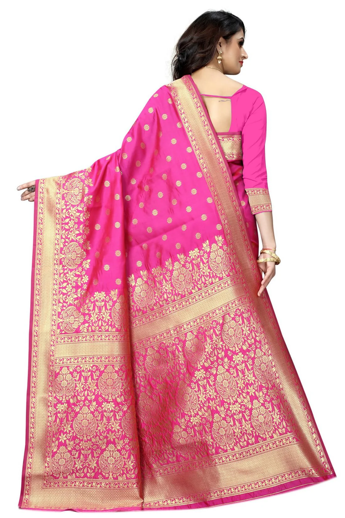 Sugathari Women's Banarasi Saree Pure Kanjivaram Silk Saree Soft new ladies 2023 Design Wear Pattu Sarees Latest Cotton Party Sari collections With Blouse Piece for Wedding sadi (SAM PARI-100 RANI) - image 4