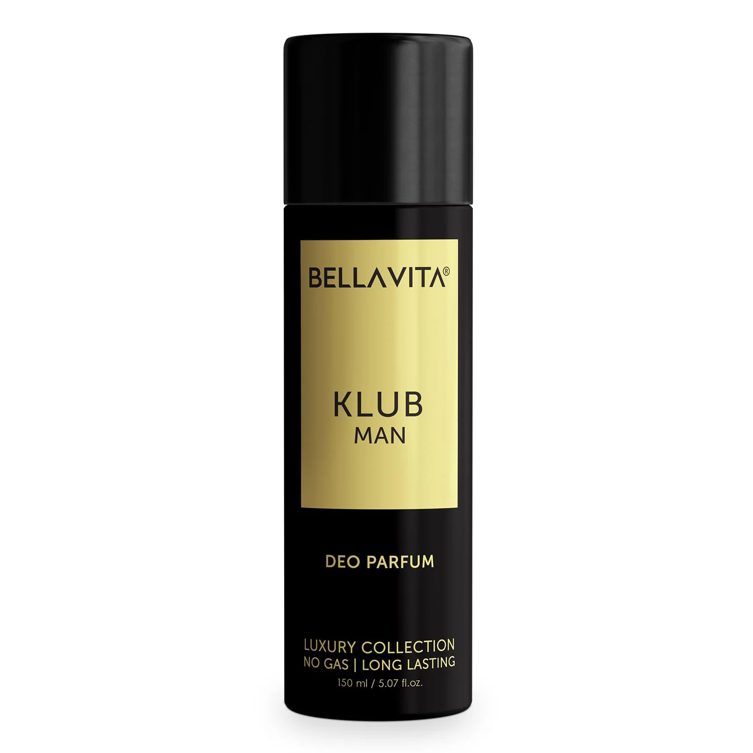 Bella Vita Luxury KLUB Man No Gas Body Deodorant Parfum for Men with Lemon, Rose and Vanilla|Musky and Spicy Long Lasting Body Perfume DEO 150 Ml