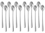 Shiyon Set of 12 Long Handle Spoons, Food Grade Stainless Steel, Long Handle Spoon for Ice Cream, iced Coffee, iced Tea, Milkshake, Tea and Other Desserts - Size - 20 cm