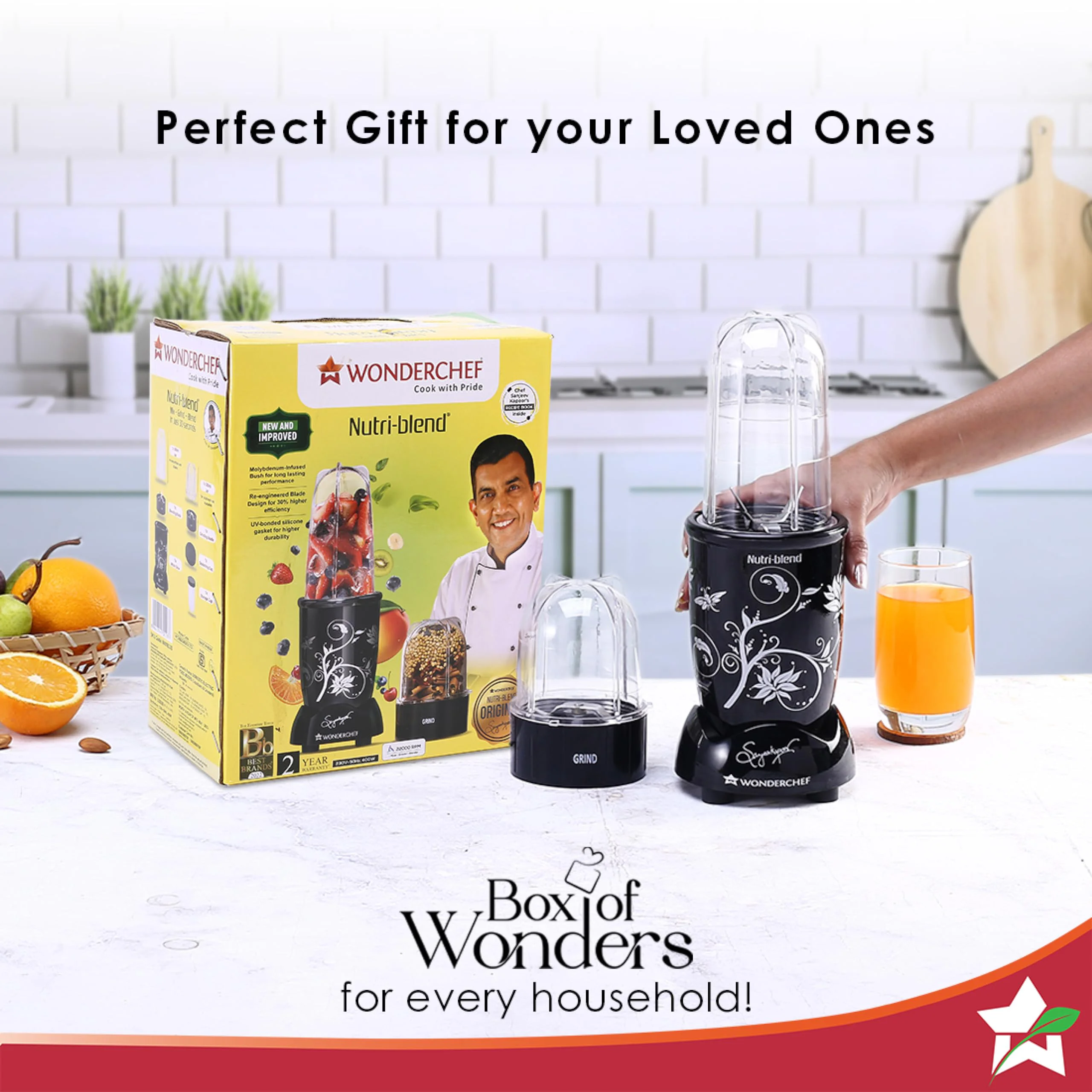 Wonderchef Nutri-blend Mixer, Grinder & Blender|Powerful 500W 22000 RPM 100% Full Copper Motor|Stainless steel Blades|2 unbreakable jars|2 Years warranty | Recipe book by Chef Sanjeev Kapoor | Black - image 3
