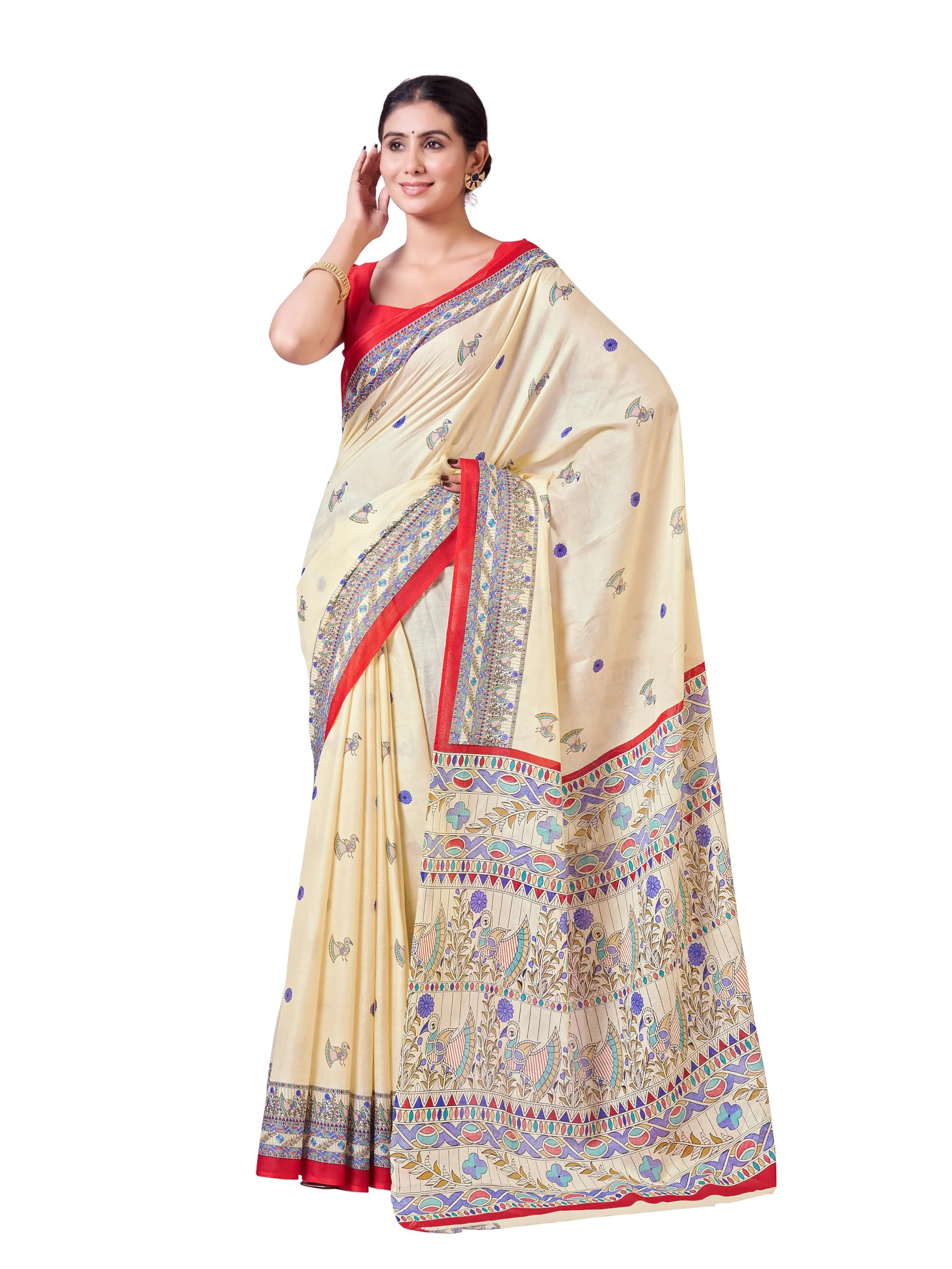 Garden Vareli Traditional Print Pure Cotton Saree with Unstitched Blouse Piece 88482