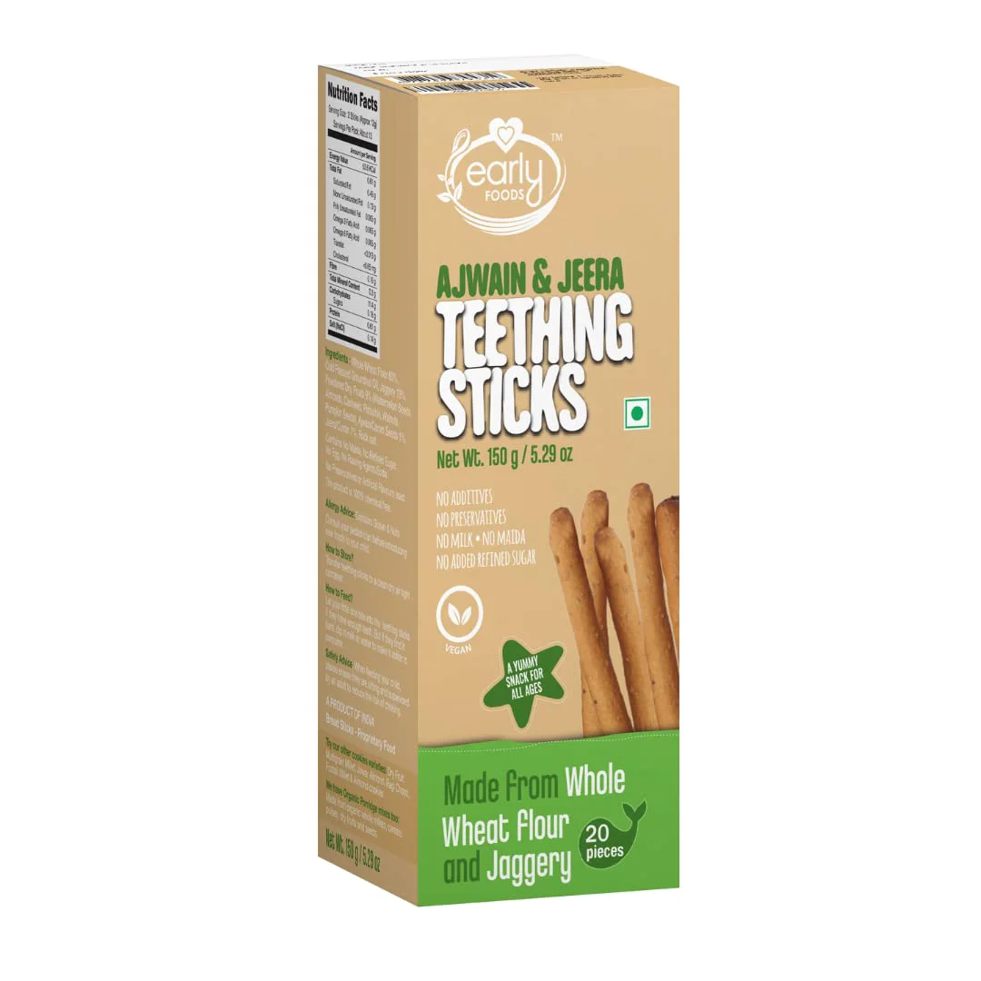 Early Foods Whole Wheat Ajwain Jaggery Teething Sticks - 150 g