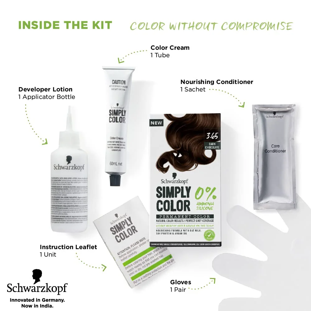 Schwarzkopf Simply Color Permanent Hair Colour 3.65 Dark Chocolate - image 4