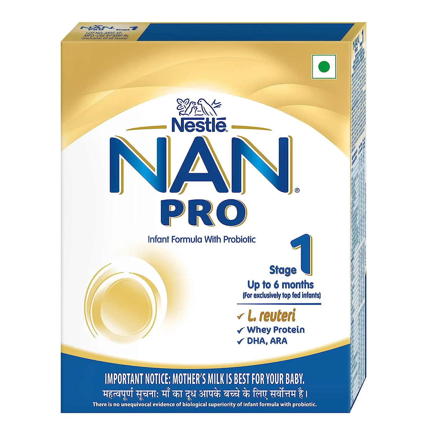 Nestle NAN PRO 1 Infant Formula with Probiotic (Up to 6 months), Stage 1-400g Bag-In-Box Pack