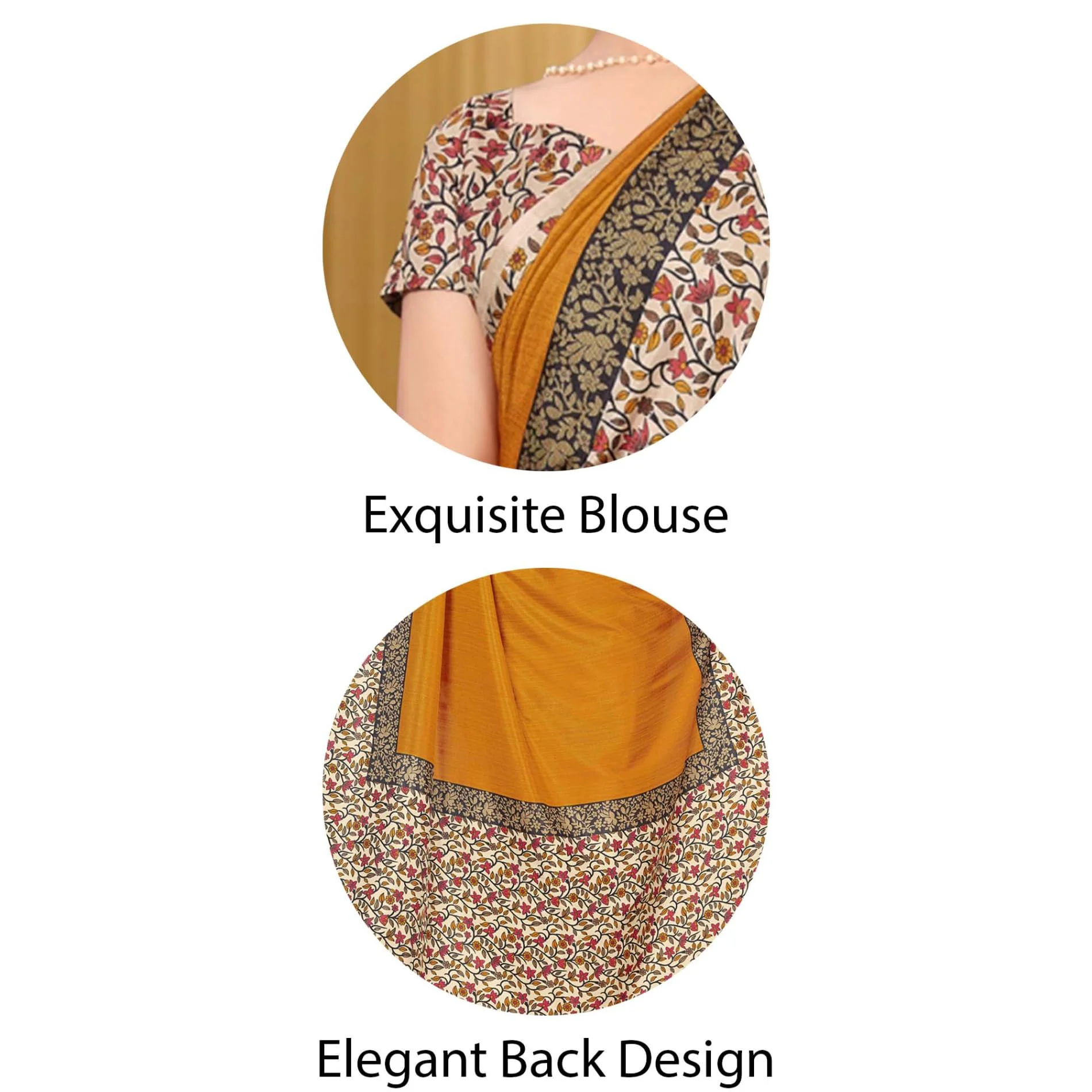 Vimla Women's Mustard Malgudi Art Silk Uniform Saree with Blouse Piece (Mustard; 2123_Free Size) - image 4