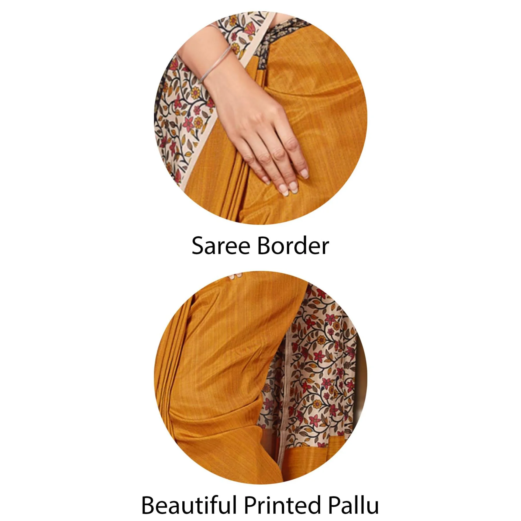 Vimla Women's Mustard Malgudi Art Silk Uniform Saree with Blouse Piece (Mustard; 2123_Free Size) - image 5