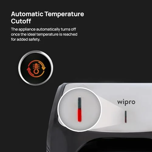 wipro Elato Bs302 800 Watt 3-In-1 Detachable Sandwich Maker, Removables Plates For Toaster, Griller & Waffle Maker, Non-Toxic Ceramic Coating,2 Year Warranty, Regular Bread Size For 2 Slices, Black - image 5