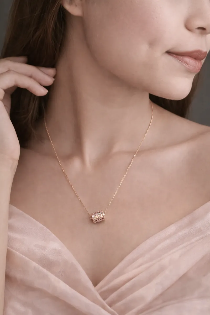 American DIamond Rose Gold Fancy Chain Pendant