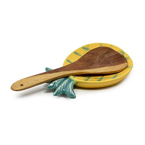The Himalayan Goods Company Stoneware Ceramic Pineapple Ladle Spoon Rest Stand or Small Snacks Serving Tray (7.5 x 4.5 inches) (Yellow) - image 4