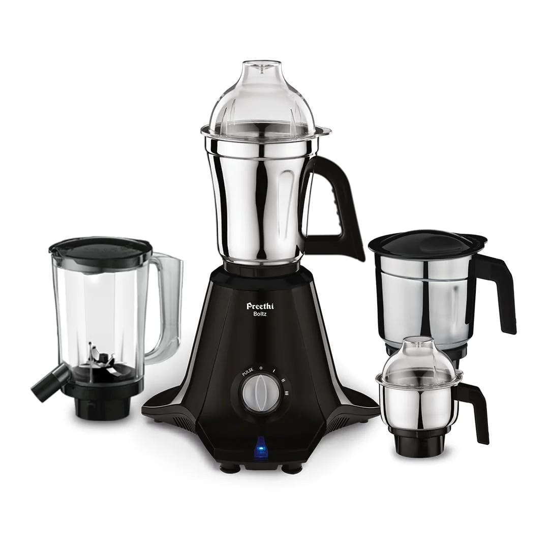 Preethi Boltz Mixer Grinder for Kitchen | 4 Jars 1000 Watts Mixie| 3 Stainless Steel Jar & 1 Blender Jar for Milkshake,Smoothie,Puree - Black (MG-288) - image 2