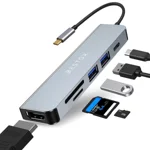 BESTOR® USB C Hub HDMI Adapter, 6 in 1 Multiport Dock for MacBook pro to HDMI 4k,2 USB 3.0 Ports SD/TF Card Reader 55W PD,Compatible for USB C Laptops Nintendo and Other Type C Devices