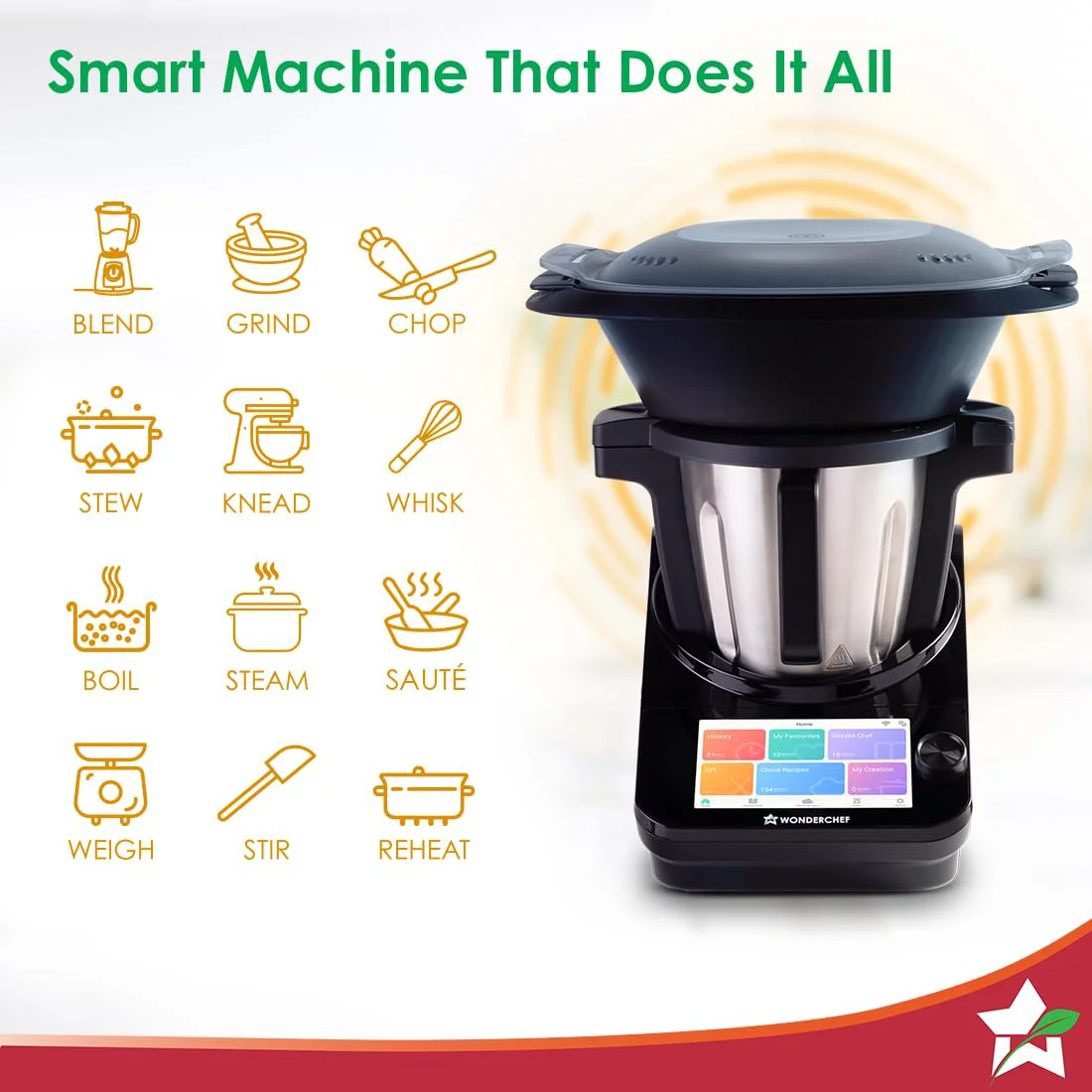 Wonderchef Chef Magic | All-in-One Kitchen Robot | Automatic Chopping, Sautéing, Stirring, Kneading, Steaming & more | Wi-fi & Mobile App | Pre-Loaded Recipes by Chef Sanjeev Kapoor | 2 Year Warranty (Indian Plug) - image 3