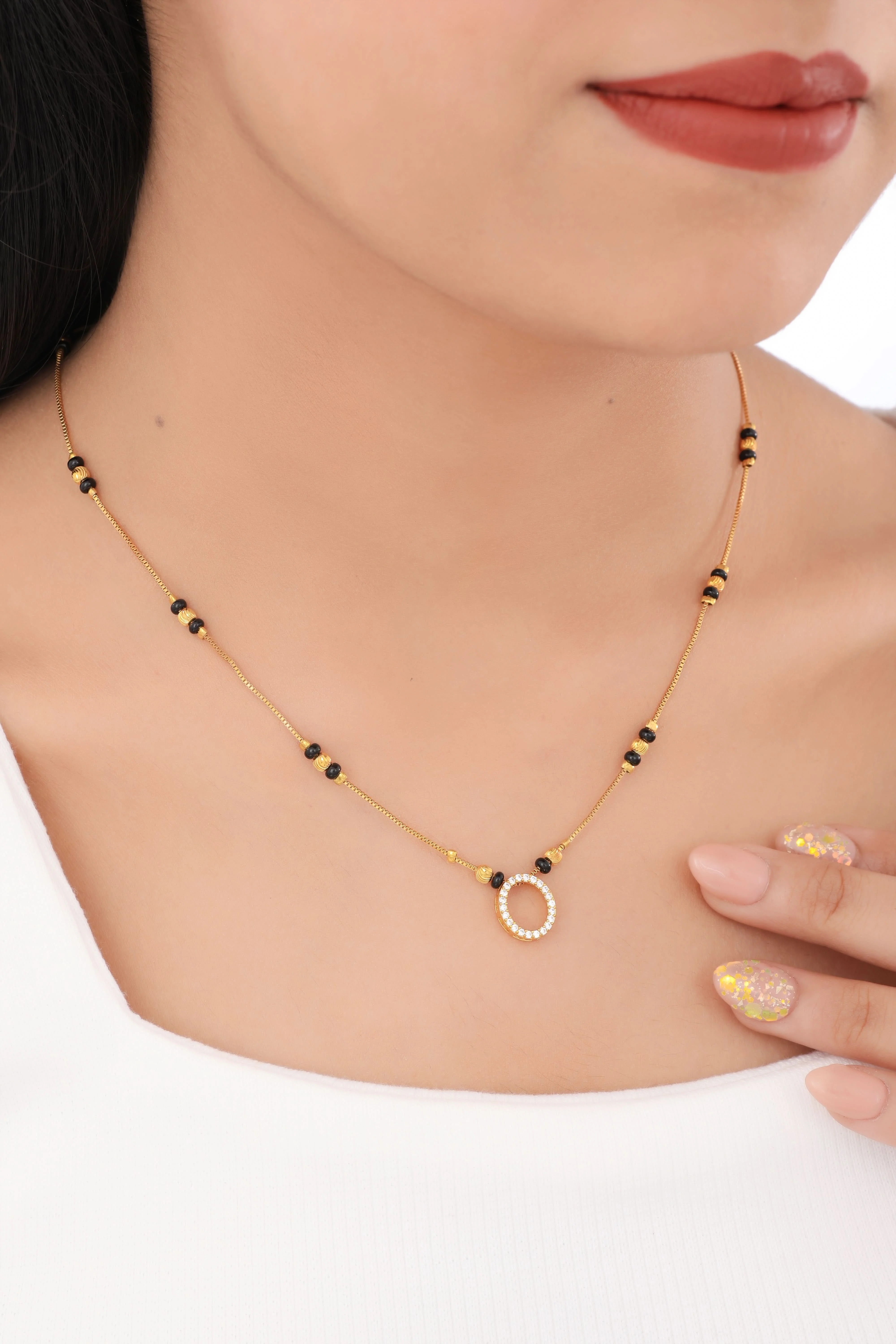Buy 1 Get 1 Free -Eternal Circle Diamond Pendant Mangalsutra