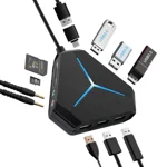 Verilux® USB Hub USB C 3.0 Hub Multi Ports USB Hub with USB 3.0/2.0 Hub, Audio Jacks, Support TF/SD Card Reading PC USB Extension Hub Support High Speed Data Transmission & Charging