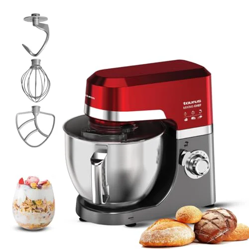 Taurus Stand Mixer 1200W with Copper Motor|5.3L SS Bowl |Metal Gear for Stability|8 Speed Setting Includes Whisking Cone, Mixing Beater,Dough Hook & Splash Guard|Dough Atta Maker Machine (Mixing Chef) - image 2
