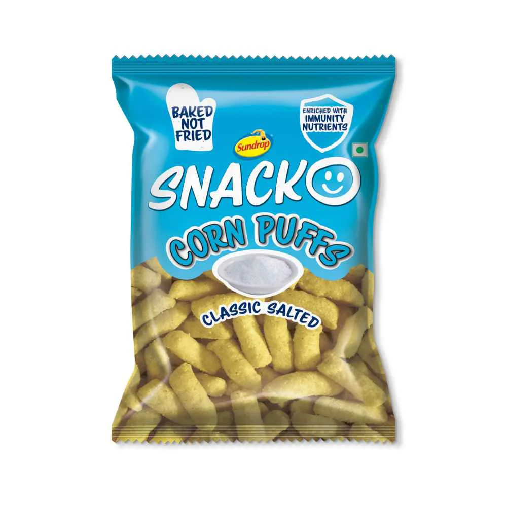 8x Sundrop Snacko Corn Puffs - Classic Salted - Pack of 8 - 130G each - image 2
