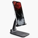 Ambrane Mobile Holding Tabletop Stand, 180 Perfect View, Height Adjustment, Wide Compatibility, Multipurpose, Anti-Skid Design (Twistand, Black)