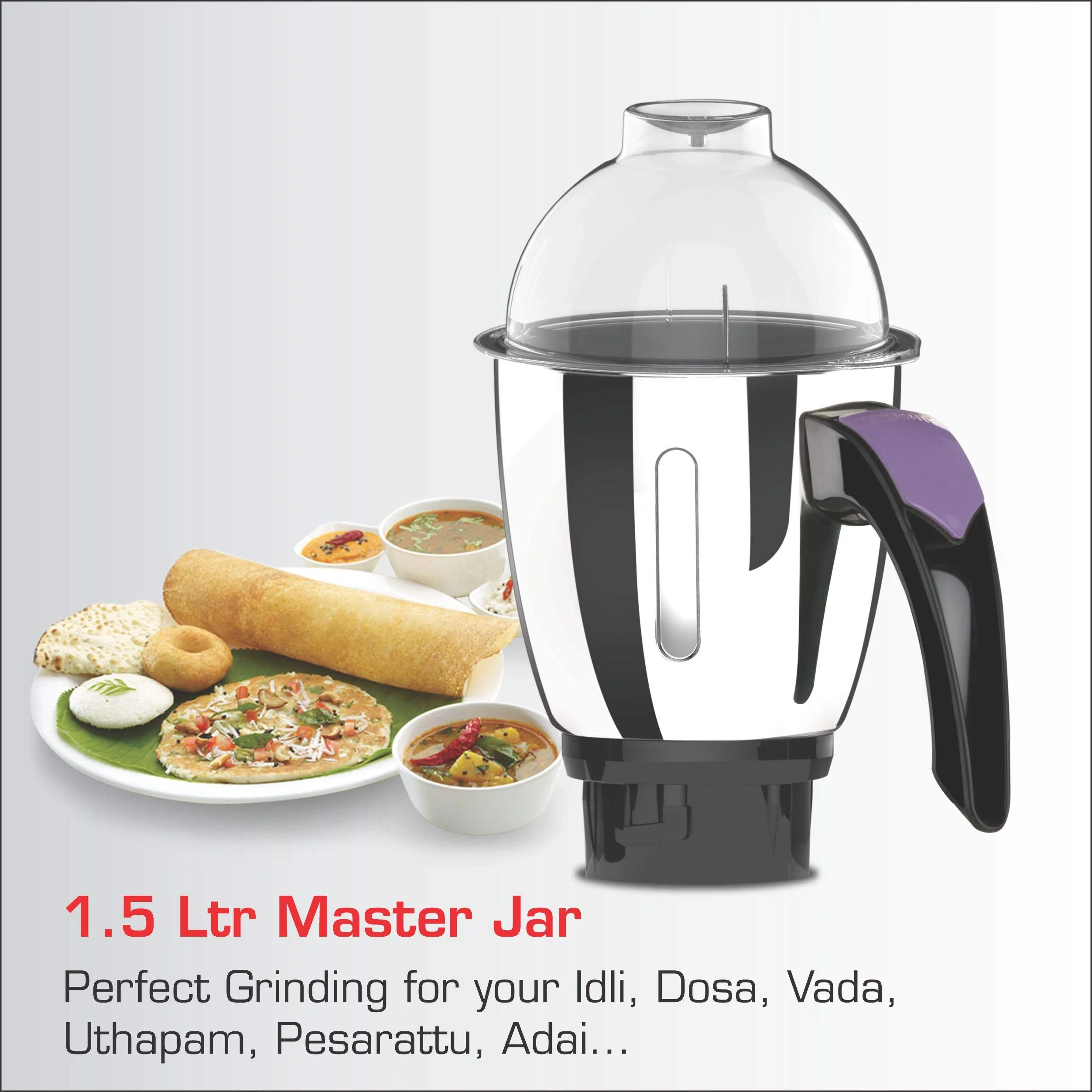 Vidiem Eva Premium 556 A (Lavender with Black) | 750 watt Mixer Grinder with 5 Jars in-1 Juicer mixer | Leakproof Jars with self-lock for wet & dry spices, chutneys & Curries | 5 Years Warranty - image 5