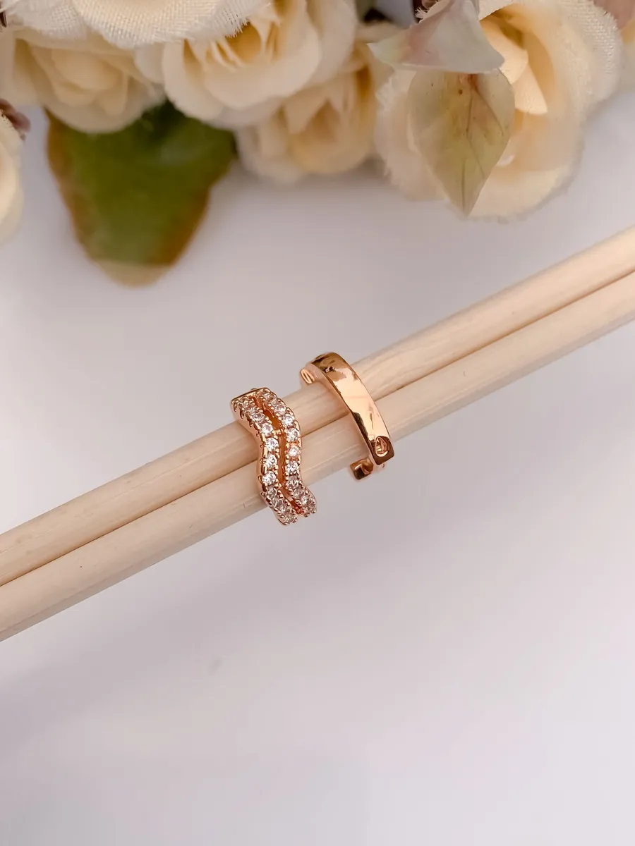 Buy 1 Get 1 Free -American Diamond Rose Gold Delicate Fancy Bali