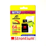 Strontium Nitro A1 64GB Micro SDXC Memory Card 100MB/s A1 UHS-I U3 Class 10 with High Speed Adapter for Smartphones Tablets Drones Action Cams (SRN64GTFU3A1A)