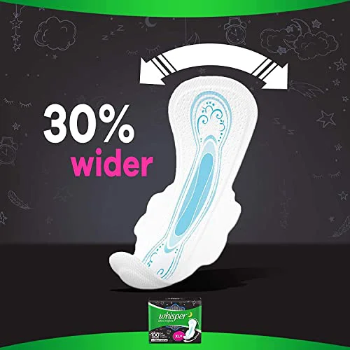 Whisper Bindazzz Night Sanitary Pads|Pack of 30 thin Pads|XL+|upto 0% Leaks|40% Longer & Wider back|Dry top sheet|Long lasting coverage|Faster absorption|31.7 cm Long|With disposable wrap - image 5