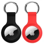SQUIF Pack of 2 Airtag Case for Airtags Silicone Case Protective Cover for Airtag Case Locator Tracker Anti-Lost Device Keychain Protection Sleeve (Black_Red)