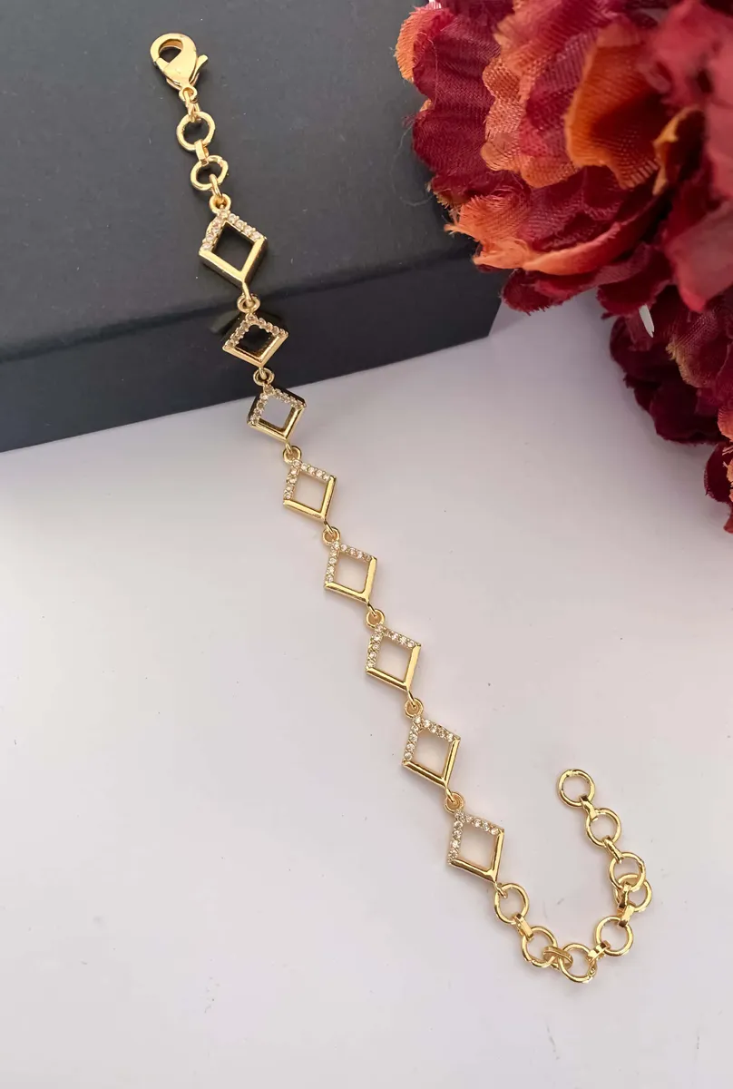 American Diamond Golden Fancy Bracelet