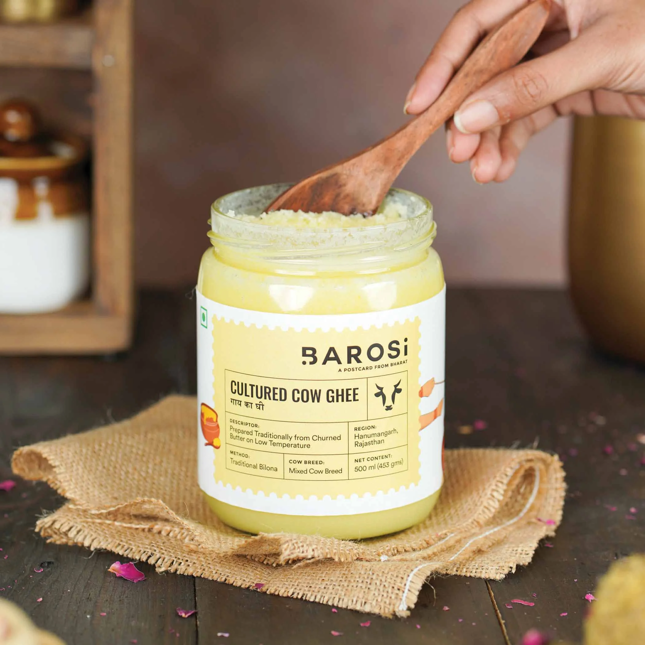 Barosi Premium Cultured Desi Cow Ghee 1 Litre (Combo Pack of 2 * 500ml) | Vedic Bilona Method | Churned from Curd | Pure & Natural | Farm Made in Small Batches | Glass Jar Packing - image 5