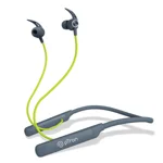 pTron Tangent Sports, 60Hrs Playtime, ENC BT5.2 Headphone, AptSense 40ms Low Latency Gaming, Deep Bass, Dual Pairing, In-Ear Wireless Neckband, HD Mic, Type-C Fast Charging & Voice Assist (Green/Grey)