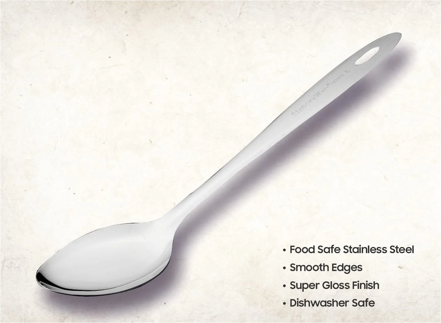 SignoraWare Kitchen Tools Stainless Steel (Food Grade) Heavy Gauge (1.5 MM) Prima Solid Pan Spoon No.3 (Serving Spoon) Chamcha for Serving Rice/Pasta/Subzi (Size 23.6 cm) - image 2