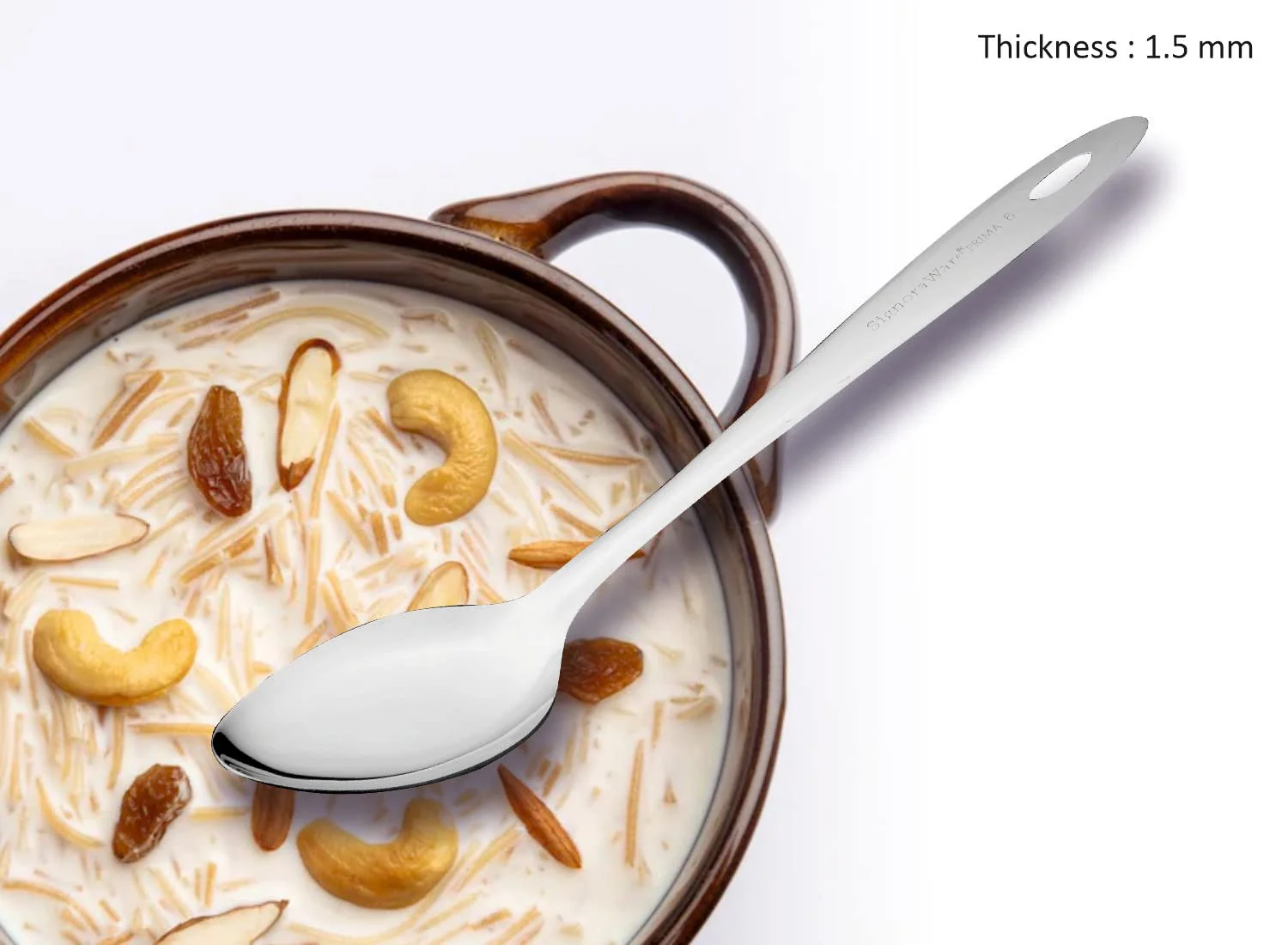 SignoraWare Kitchen Tools Stainless Steel (Food Grade) Heavy Gauge (1.5 MM) Prima Solid Pan Spoon No.3 (Serving Spoon) Chamcha for Serving Rice/Pasta/Subzi (Size 23.6 cm) - image 5