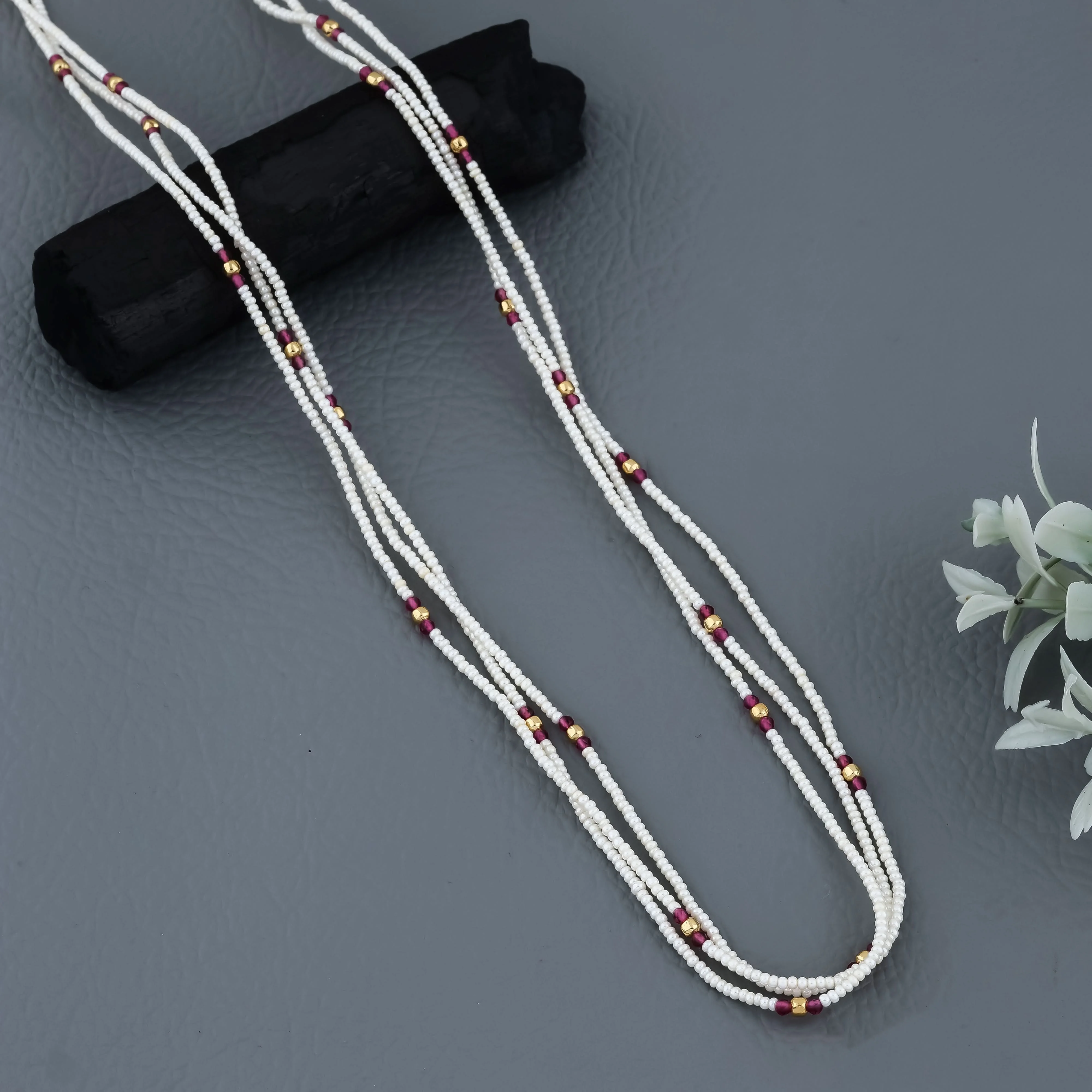 Cristal Fancy 3 Line Mala Length 18 Inch