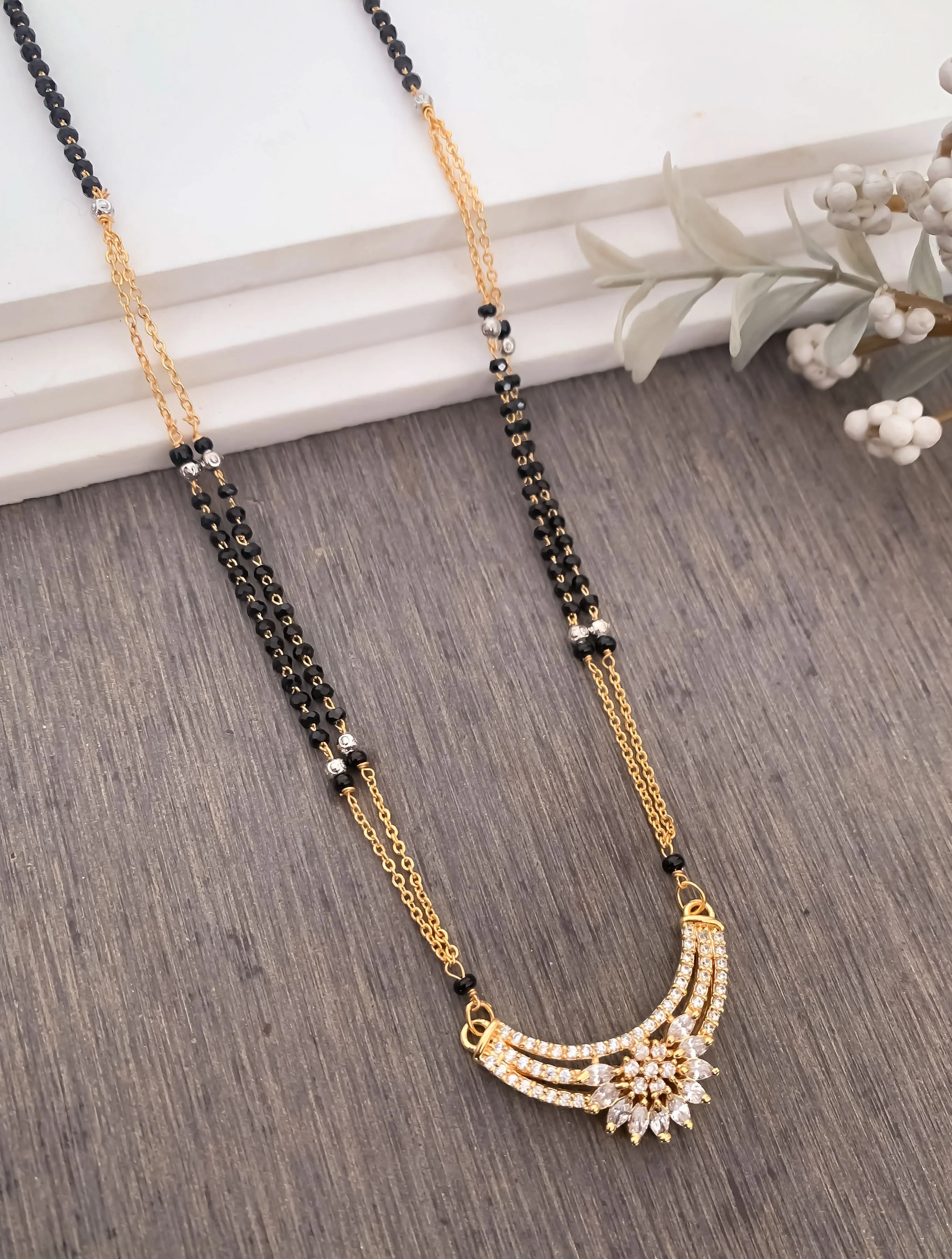 Buy 1 Get 1 Free-  Royal Crescent Diamond Mangalsutra