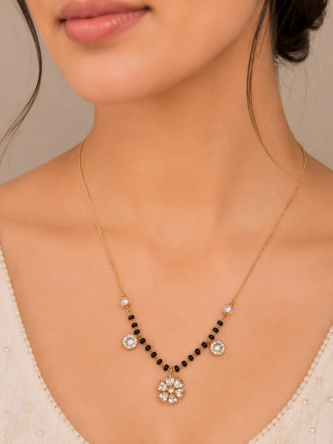 Buy 1 Get 1 Free - Golden Blossom Charm Mangalsutra