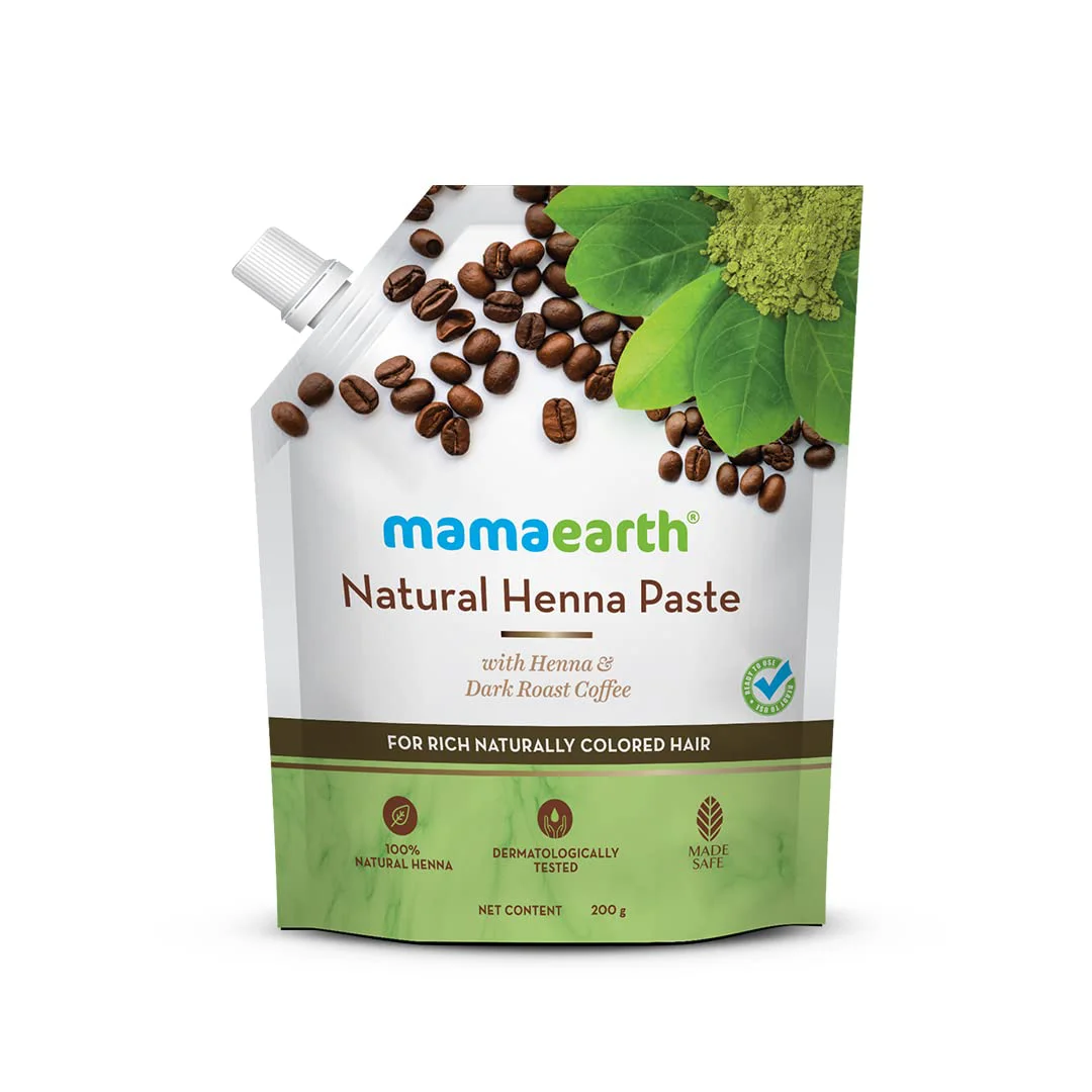 Mamaearth Natural Henna Paste, Ready To Apply, With Henna & Dark Roasted Coffee For Rich Naturally Colored Hair, 200g