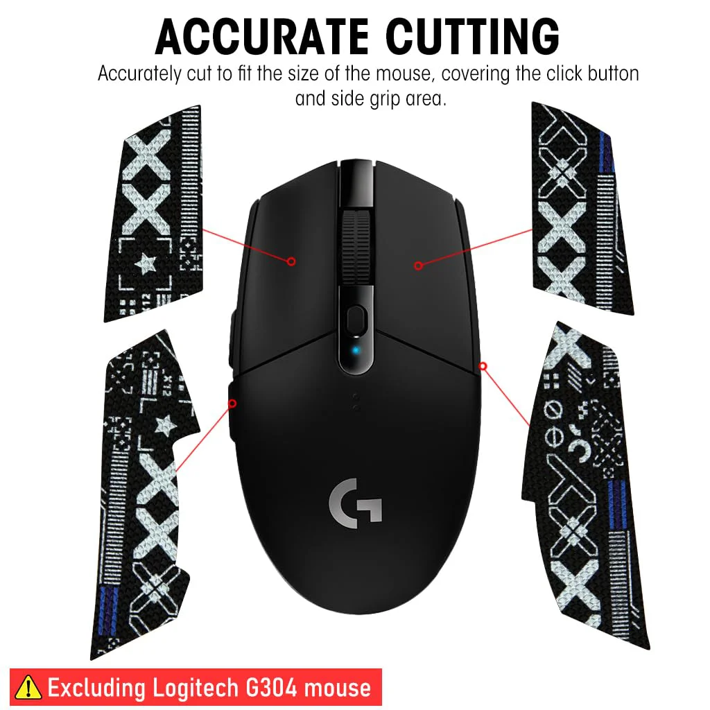 Verilux® Mouse Grip Tape for Lo gitech G102/G304 Gaming Mouse Skin, Pre-Cutted Self-Adhesive Mouse Grip Tape Sweat-Proof Fashion Pattern Mouse Grip Tape (Mouse is NOT Included) - image 3